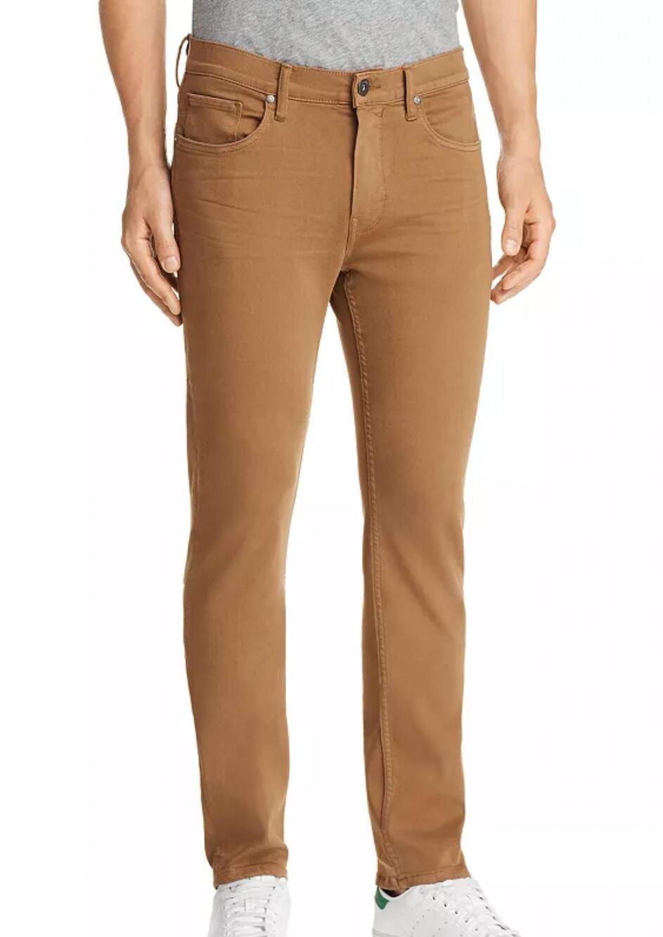 NEW PAIGE lennox slim straight leg jeans in laurel tan